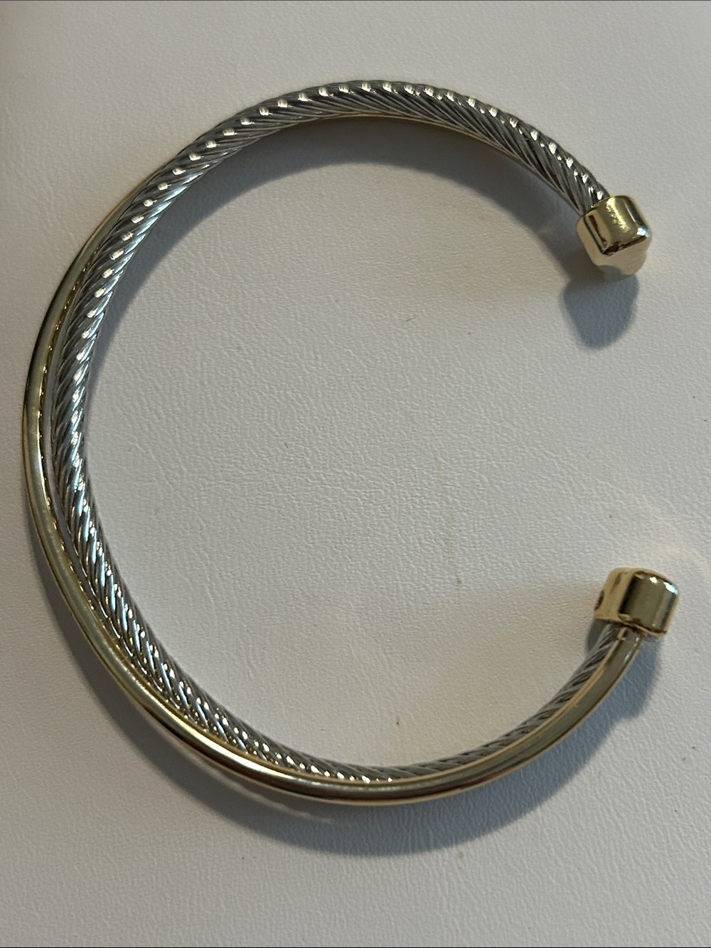 Gold-Tone Twisted Cable Open Cuff Bracelet